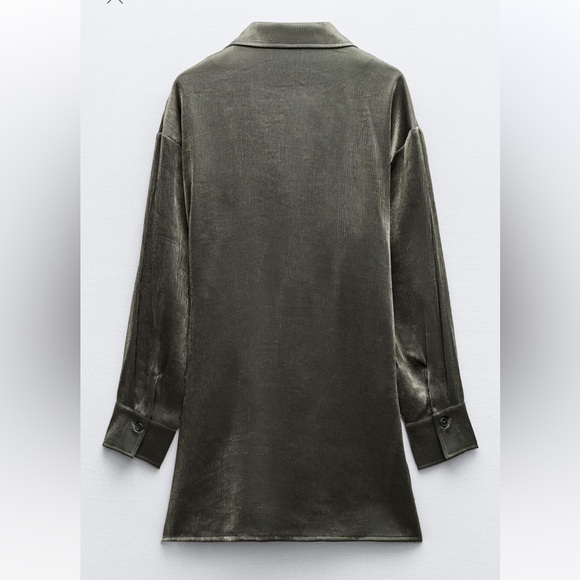 NWT Zara BLAZER WRINKLE LOOK DOUBLE BREASTED BLAZER Gold - Picture 4 of 4